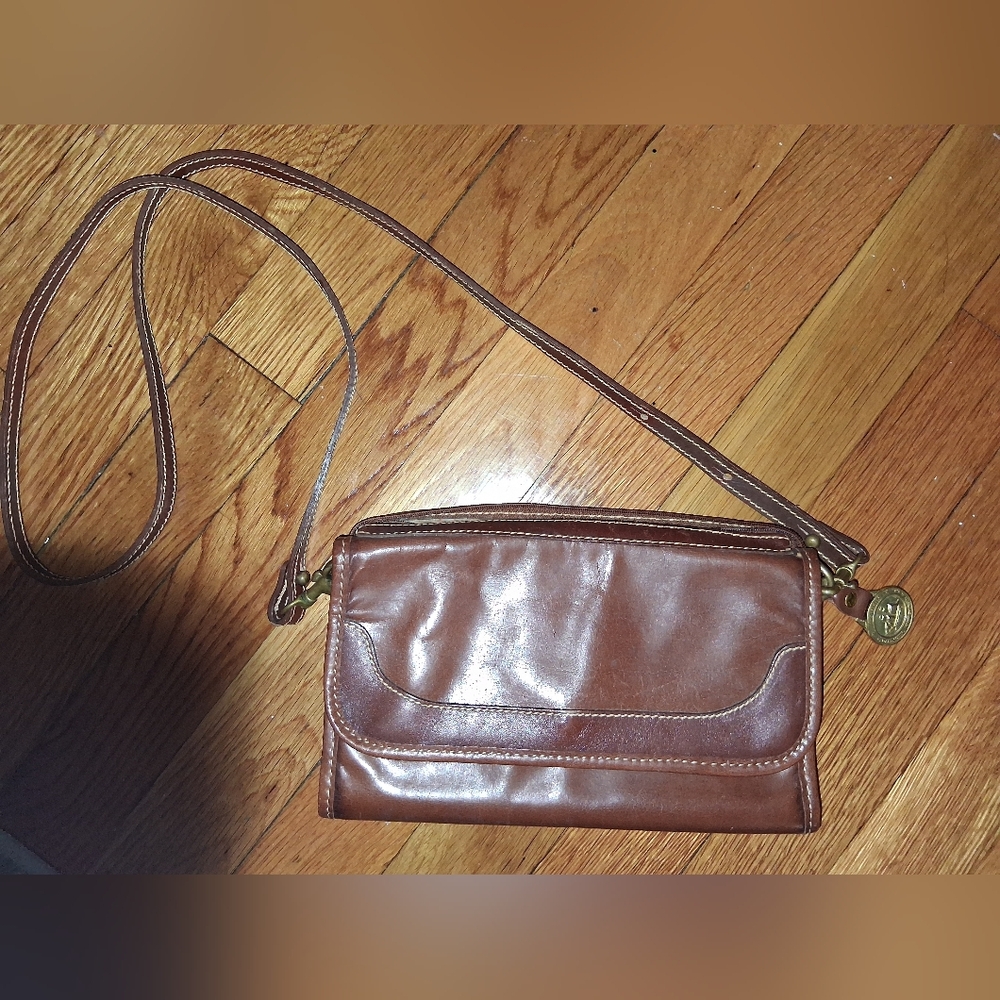 Vintage Brahmin Tan Crossbody Purse/ Organizer PreOwned
